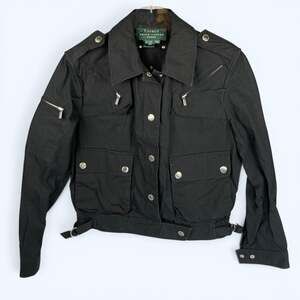 Lauren Ralph Lauren Cropped Military Moto Cotton Jacket Petite Women's Medium